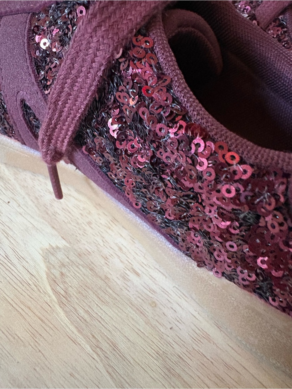 No Boundaries Burgundy Sequin Lace-Up Sneakers - Picture 6 of 6
